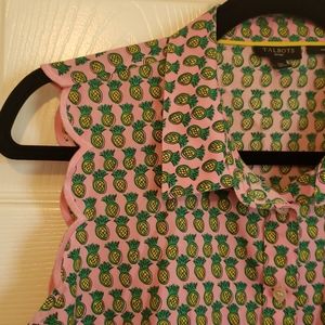 Pink Pineapple Sleeveless Buttondown Top